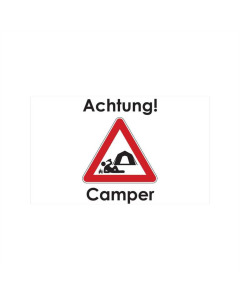 Achtung Camper Fahne/Flagge 90 x 150cm