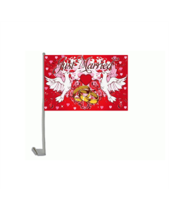 Hochzeit Just married 2 Autofahne/Autoflagge 30 x 45cm