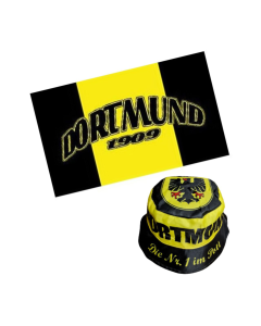 Dortmund Set 3 Fahne + Fischerhut