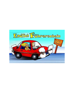 Endlich Führerschein Fahne/Flagge 90 x 150cm