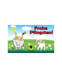 Frohe Pfingsten Lamm Fahne/Flagge 90 x 150cm