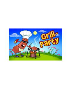 Grillparty Würstchen  am Grill Fahne/Flagge 90 x 150cm