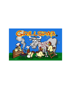 Grillspaß Kuh am Grill Fahne/Flagge 90 x 150cm