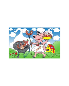 Grillspaß Schwein am Grill Fahne/Flagge 90 x 150cm