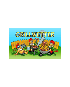 Grillwetter Gartenzwerge Fahne/Flagge 90 x 150cm