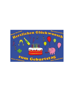 Herzlichen Glückwunsch dunkelblau Fahne/Flagge 90 x 150cm