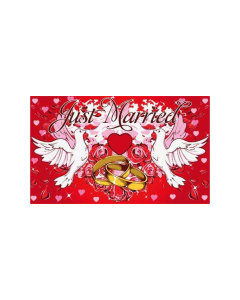 Hochzeit Just married 2 Fahne/Flagge 90 x 150cm