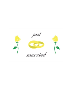 Hochzeit Just married gelbe Rosen Fahne/Flagge 90 x 150cm