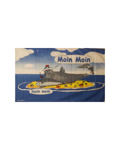 Moin Moin 3 liegender Seehund Fahne/Flagge 90 x 150cm