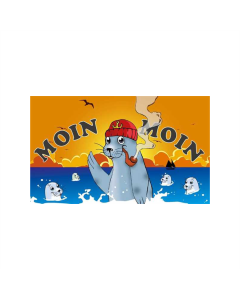 Moin Moin Seehund mit Pfeife und Jungen Fahne/Flagge 90 x 150cm