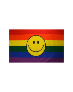 Regenbogen Smiley Fahne/Flagge 90 x 150cm