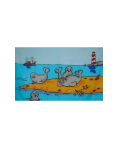 Seehunde auf Sandbank Fahne/Flagge 90 x 150cm