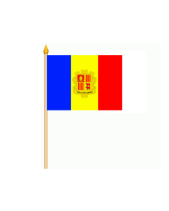 Andorra mit Wappen Stockflagge 30 x 45cm