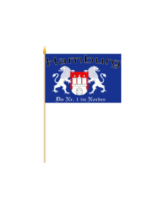 Hamburg Nr 1 im Norden 2 Löwen Stockflagge 30 x 45cm