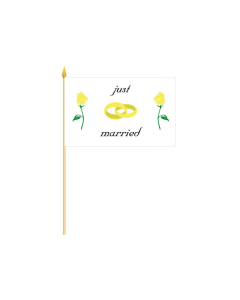 Hochzeit Just married gelbe Rosen Stockflagge 30 x 45cm