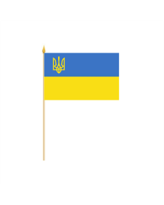 Ukraine mit Wappen Stockflagge 30 x 45cm