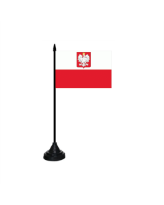 Polen mit Wappen Tischfahne/Tischflagge 10 x 15cm
