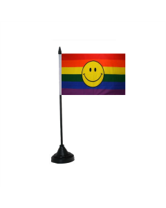 Regenbogen Smiley Tischfahne/Tischflagge 10 x 15cm
