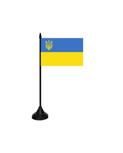 Ukraine mit Wappen Tischfahne/Tischflagge 10 x 15cm