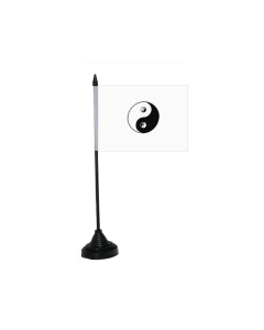 Ying Yang weiß Tischfahne/Tischflagge 10 x 15cm
