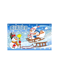 Winter Schneemänner mit Schlitten Fahne/Flagge 90 x 150cm